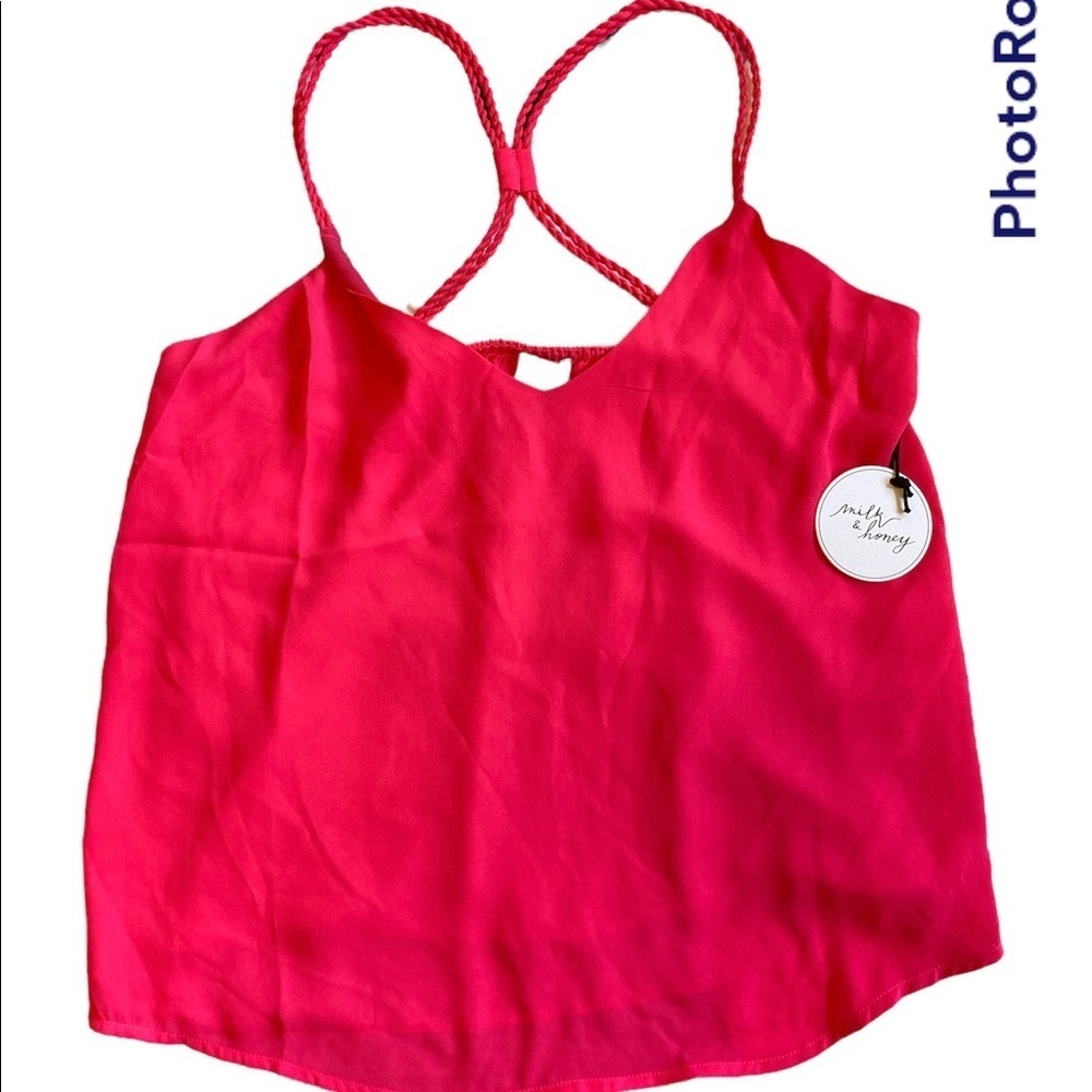 Milk & Honey NWT line Hot Pink Camisole blouse sz L